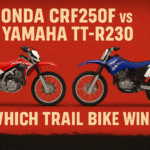 two dirt-bikes facing each other