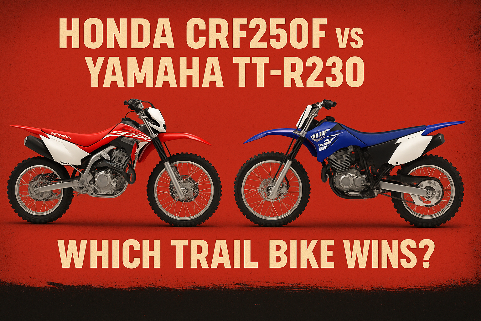 two dirt-bikes facing each other